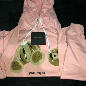 PALM ANGEL PINK LVR EXCLUSIVE BEAR FITTED COTTON HOODIE